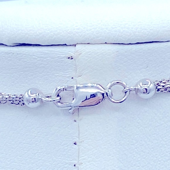 Sterling Silver Marked Multiple Chains And Beads With Cubic Zirconia Neckkace - Picture 6 of 8